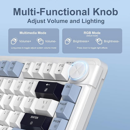 MageGee Wireless Gaming Keyboard 81 Keys RGB Backlit Tri-Mode Bluetooth 2.4G USB-C Rechargeable Mechanical Feel Keyboard 4000mAh Battery Knob Control 26-Key Anti-Ghosting for PC Mac Windows – GK950