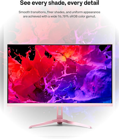 Pixio PX249 Wave Pink 24 inch 240Hz Refresh Rate FHD 1080p Resolution Fast IPS Panel 1ms GTG Response Time Built-in Speakers Gaming Monitor with Adaptive Sync