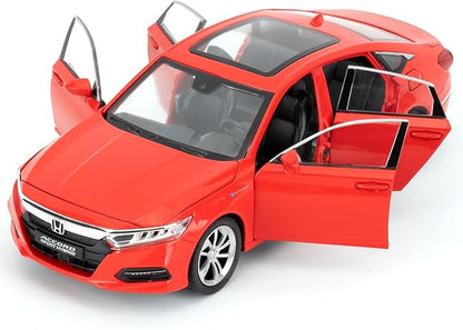 WAKAKAC Toy Car Compatible for 1:24 Accord Car Model, Pull Back Diecast Toy with Sounds＆Lights for Kids Boys Girls and Adults, Gift Red