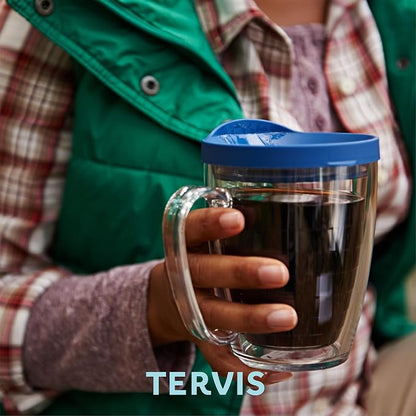 Tervis Plastic Floral Filter Tumbler with Wrap and Royal Purple Lid 16oz Mug, Clear