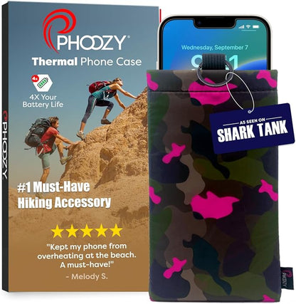 PHOOZY Apollo II Thermal Phone Case with NASA-Derived Technology - Extends Battery Life 4X in Hot or Cold Weather - Military Grade 8-Foot Drop Protection Insulated Pouch - Large Pink Camo