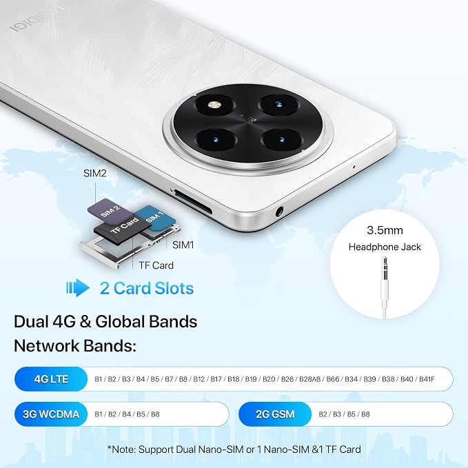 UMIDIGI G100 Unlocked Cell Phone Android 14, 6.9" HD+ 120Hz,Octa-core 12GB +128GB Expand 1TB,GPS Unlocked Smartphone,6000mAh,50MP Triple Camera,Dual 4G LTE Phone, NFC,AI Face Unlock,OTG,White