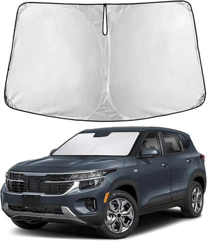 EcoNour Windshield Sunshade Compatible for Kia Seltos 2021-2024 2025 2026, Sun Visor for Front Windshield & Window Sun Shade Cover, UV Heat Blocker & Protector, Car Accessories