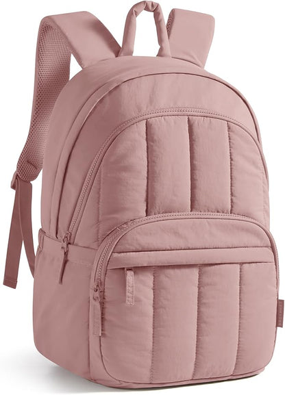 BAGSMART College Laptop Backpack,Cute Travel Backpack for Women,Quilted Computer Bookbag