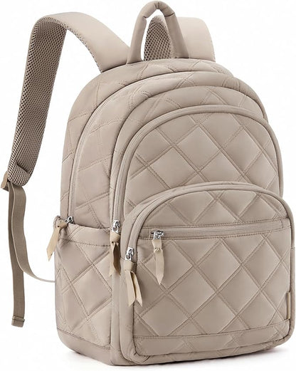 BAGSMART College Laptop Backpack,Cute Travel Backpack for Women,Quilted Computer Bookbag