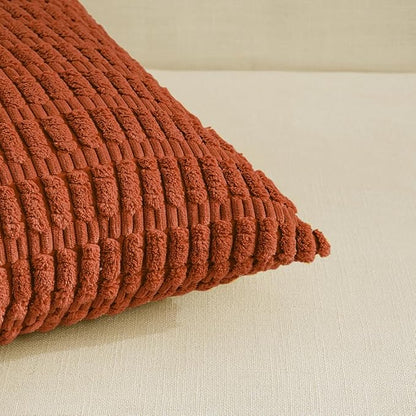 Fancy Homi 4 Packs Decorative Throw Pillow Covers for Living Room Couch Bed, Modern Farmhouse Boho Home Décor Accent Cushion Case, 24" x 24", Burnt Orange