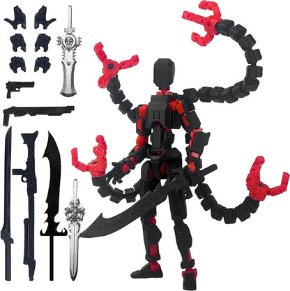 T13 Already Assembled Action Figure Accessories,T13 Multi-Jointed Movable,for Collectors Desktop Decorations t-13 Movability 3D Printed Toys (Black Red, 5.5inch)