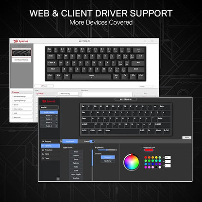 Redragon K617 HE Wired Hall-Effect Rapid Trigger Magnetic Gaming Keyboard | 8K Polling Adjustable Actuation, 61 Keys Design for More Room to Aim, Swap-Ready Socket for Mod, RGB Pro Software Supported
