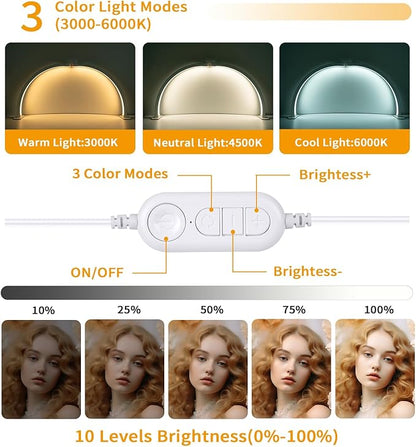 Half Moon Light for Nail Desk,29In Half Moon Lamp with Phone Holder,3000-6000K Half Moon Lamp Perfect LED Machine Light,Nail LIght,Lash Light for Table