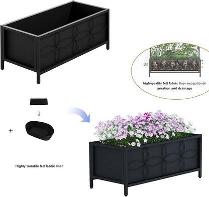 Zhongma Sturdy Raised Garden Bed with Inner Fabric Liners for Vegetables Flower, Planter Box for Backyard Patio Balcony. Inner Size: 33.85x14.17x11 inch