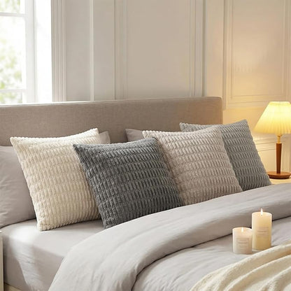 Fancy Homi 4 Packs Decorative Throw Pillow Covers for Living Room Couch Bed, Modern Farmhouse Boho Home Décor Accent Cushion Case, 20" x 20", Grey Series