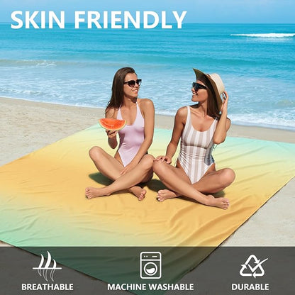 WIWIGO Beach Blanket Waterproof Sandproof Beach Mat 79" X 83"/10'x9'for 2-8 Adults Quick Drying Outdoor Picnic Mat Beach Accessories for Travel, Camping, Hiking