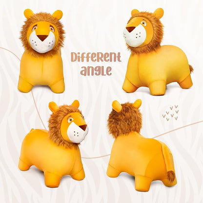 Lion Bouncy Hopper Horse, Inflatable Plush Hopping Toy, Bouncing Animal Hopper for Toddlers, Fun Ride-On Toy for Kids 18 Months-6 Years, Indoor & Outdoor Play, Great Gift Boys Girls