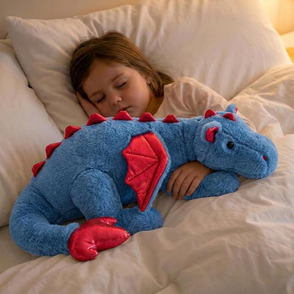 ARELUX Large 36in Cute Dragon Stuffed Animals Plush Toy Soft Blue Pterosaur Plushie Giant Fuzzy Dinosaur Pillow Plushies with Wings Cuddly for Friends Family Member