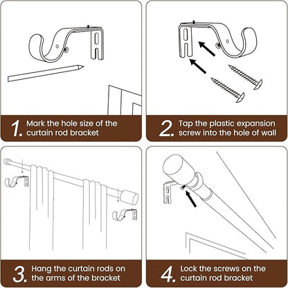 1” Diameter Curtain Rods Itself is 30 to 90 inch 1 Pack Fit 30-84 inch Window with Heavy Duty Adjustable Rod Matte Wood Grain Splicing Metal Extra Long Curtain Rod for Windows