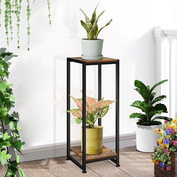 Plant Stand Indoor, 31.5'' Tall Wood Plant Stands Heavy Duty Pedestal Stand for Indoor Outdoor, Modern Corner Flower Stand for Patio, Living Room, Balcony