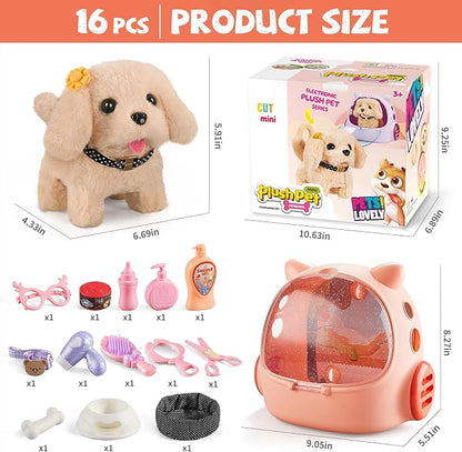 Vanvimen 16 Pcs Robot Dog Toys for Girls, Toys for 3 4 5 6 7 8 Year Old Girls Kids Boys, Realistic Robot Puppy Toy for 5-7 6-8, Ideas Birthday Gifts for Girl 3 4 5 6 Year Old