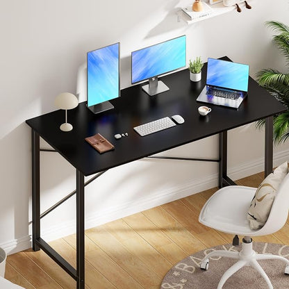 OLIXIS 47 Inch Home Office Desk, Study Desk, Work Table | Small Computer Writing, X-Shaped Reinforcement Structure, Modern Simple Style, Bedroom Dorm Room, Black