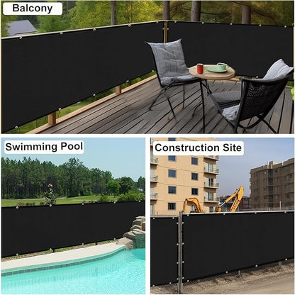 UPGRADE Privacy Fence Screen 4'x19' Black Outdoor 90% Visibility Blockage 170 GSM Mesh Shade Cover Panels for Backyard,Balcony,Home Decoration with Zip Ties,Customized Avaliable