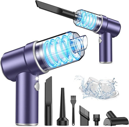 KMM Handheld Car Vacuum Cleaner, 9000PA Vacuum Cleaner & Air Duster, 120W High Power Vacuum Portable Cordless, Hand Held Vacuum Rechargeable with Multi-Nozzles & LED Light for Home, Car, Office