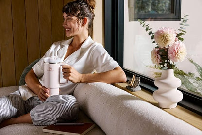 STANLEY Quencher H2.0 Flow State Tumbler, 30 oz, Rose Quartz Bouquets | Handle and Straw | 3-Position Lid | Cup Holder Compatible for Travel | Insulated Stainless Steel Cup | BPA-Free