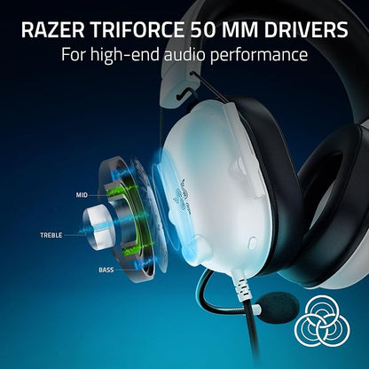 Razer BlackShark V2 X Wired PlayStation Gaming Headset, White | 50mm Drivers, Cardioid Mic, Lightweight, Comfortable Noise Isolating Earcups, For PS5, Xbox Series X, PC, Switch, 3.5 mm Jack