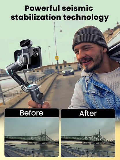 XE AI Version, Gimbal Stabilizer for Smartphone, NO APP AI Tracking, Magnetic RGB LED Light, 7 Color Temperature