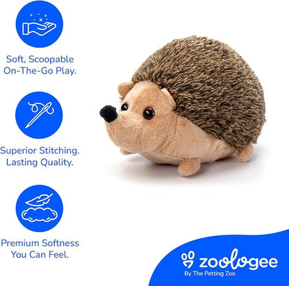 The Petting Zoo Hedgehog Stuffed Animal Plushie, Gifts for Kids, Scoopz Wildlife Animals, Hedgehog Plush Toy, 8 inches