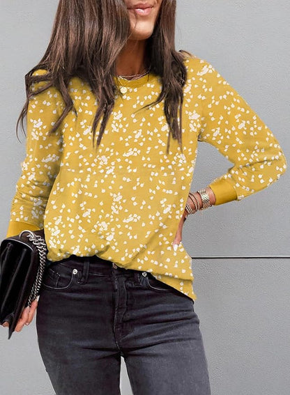 EVALESS Womens Crewneck Long Sleeve Tops Casual Polka Dots Tops Fall 2026 Tshirts Shirts