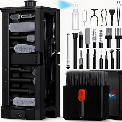 Inesore 32 in 1 Phone Cleaning Kit for iPhone AirPods MacBook Earbuds-Black | 32 tools for iPhone, AirPods, iPad, MacBook, keyboards, earbuds and camera lens; charging port, speaker and screen cleaning