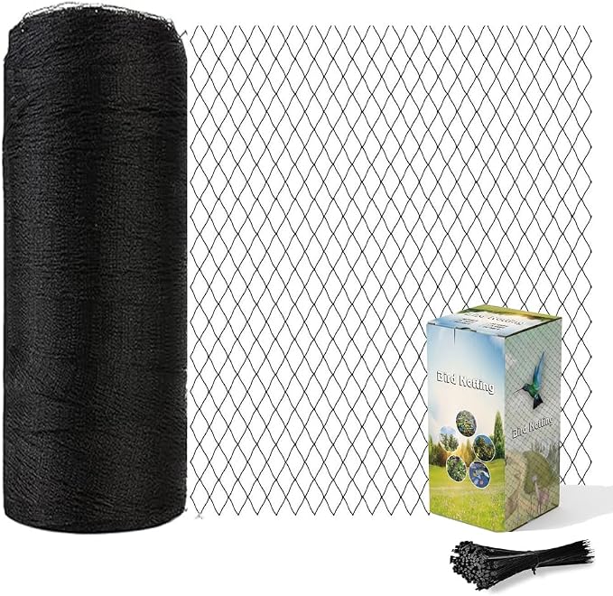 Junflying Bird Netting 15x15 Ft, 1/2" Heavy Duty Garden Protection Cover | Durable 25 GSM HDPE Netting Protects Fruit Trees, Vegetables and Blueberries From Deer, Chickens and Wildlife