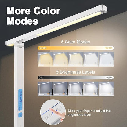 10 in 1 Smart Led Desk Lamp, Desk Table Lamp for Home Office, Eye-Caring Office Lamp with Night Lights, Lamp for Desk with 10W Wireless Charger, Dimmable Touch Lamp for Bedroom Reading Study Work