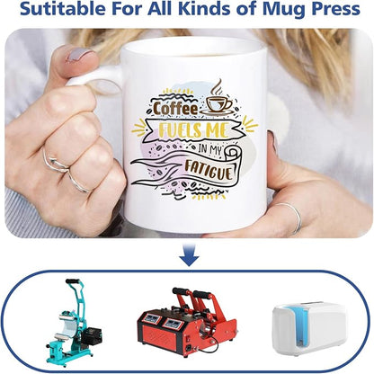 Dmsky Sublimation Mugs White Ceramic Photo Cups Blank Bulk Coffee for Crafts Tazas para Sublimar 11 oz Cups with Box, Heat Tape, Sublimation Paper Ideal for Printing Mug Set of 24
