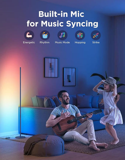 Govee RGBIC Floor Lamp Basic, 1000lm LED Corner Lamp | Works with Alexa, Smart Modern Floor Lamp with Music Sync and Color Changing Standing Lamp for Bedroom Living Room Blue
