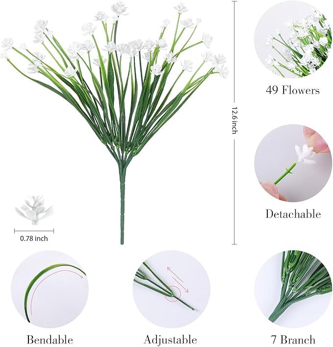AGIRL 24 Bundles Artificial Flowers Outdoor,No Fade Fake Plastic Flowers Faux Plants for Decoration Hanging Planters Indoor Outside Garden Porch Window Box Home Farmhouse Wedding