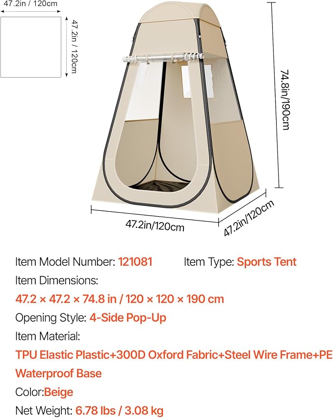 VEVOR Pop up Sports Tent, 8 Sizes Optional Clear Bubble Tent for 1-6 Person, Waterproof Outdoor Pod with Floor Mat & Top Cover, Garden Igloo Dome Tents Camping Shelter for Sports Watching