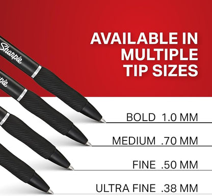 Sharpie S-Gel Pens, Medium Point (0.7mm), Black Ink, 4 Count - Ideal for Writing, Journaling, Drawing, Coloring, Note-Taking, College Supplies