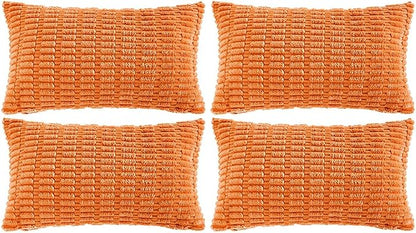 Fancy Homi 4 Packs Decorative Throw Pillow Covers for Living Room Couch Bed, Modern Farmhouse Boho Home Décor Accent Cushion Case, 24" x 16", Orange