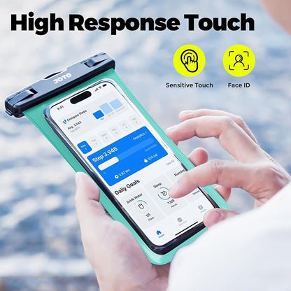 JOTO Up to 7" Universal Waterproof Phone Case for iPhone 17 Air 16 15 14 13 12 11 Plus Pro Max, IPX8 Cellphone Dry Bag XR X SE, Galaxy S23 S22 S21 S20+ S20 S10 Plus Note, Pixel -Green