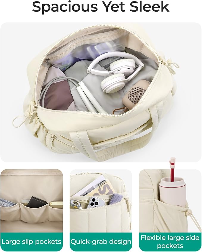 BAGSMART Duffle Bag for Travel, Gym Bag for Women, Weekender Carry on Bag | PVC Wet Pocket, Airline Approved Personal Carry-on Size, Fits Under-seat, One Bag for Gym, Travel, Hospital, Overnight