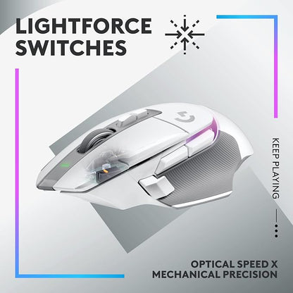 Logitech G502 X Plus Wireless RGB Gaming Mouse - White | Optical Switches, LIGHTSYNC RGB, 13 Buttons, Infinite Scroll, <130 Hr Battery, USB-C, POWERPLAY Charging, PC/Mac Compatible