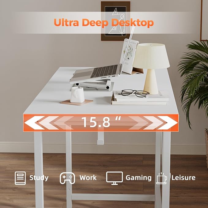 Mericonia 32x16 Inch Computer Desk with Wheels, Small Simple Rolling Desk | Writing Table for Home Office Bedroom Work Study, White