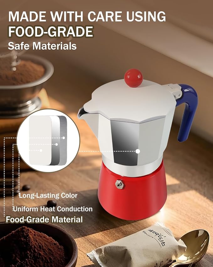 Coffee Maker Stovetop Espresso Maker 3 Cup Aluminum Moka Pot Percolator 5oz 150ml Easy Brewing for Electric Ceramic Stoves Home Camping Italian Cuban Café Classic Sip Sized