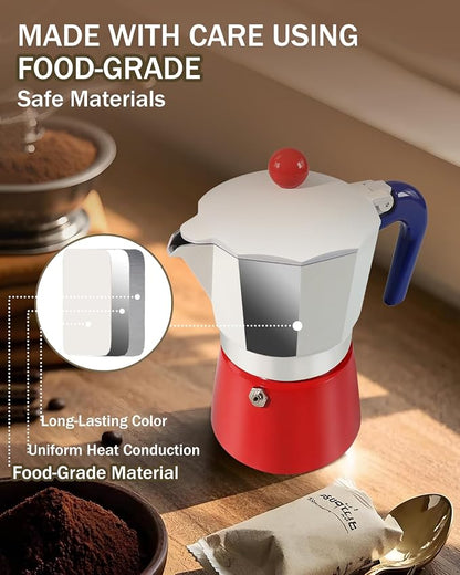 Coffee Maker Stovetop Espresso Maker 3 Cup Aluminum Moka Pot Percolator 5oz 150ml Easy Brewing for Electric Ceramic Stoves Home Camping Italian Cuban Café Classic Sip Sized