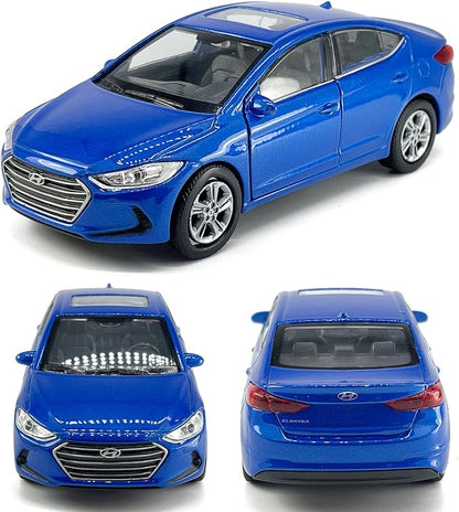 1:36 Scale Elantra Toy Car Model Metal Diecast Toy Vehicle, Doors Open Pull Back, Toys for Boys 3 4 5 6 7 Year Old Toddler Kids Gifts, Men Collection, Home Office Décor Cake Topper, Blue