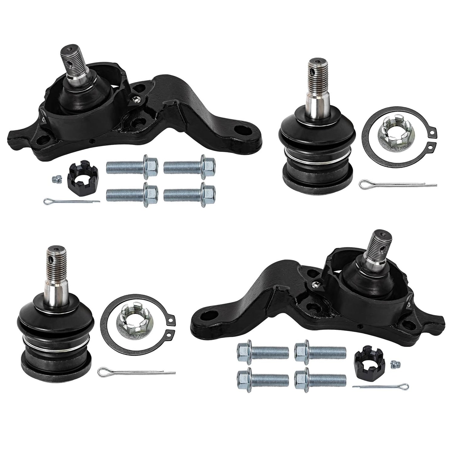 Detroit Axle - Front 4pc Ball Joints for 04-06 Toyota Tundra Sequoia, 4 Upper & Lower Ball Joints 2004 2005 2006 Replacement