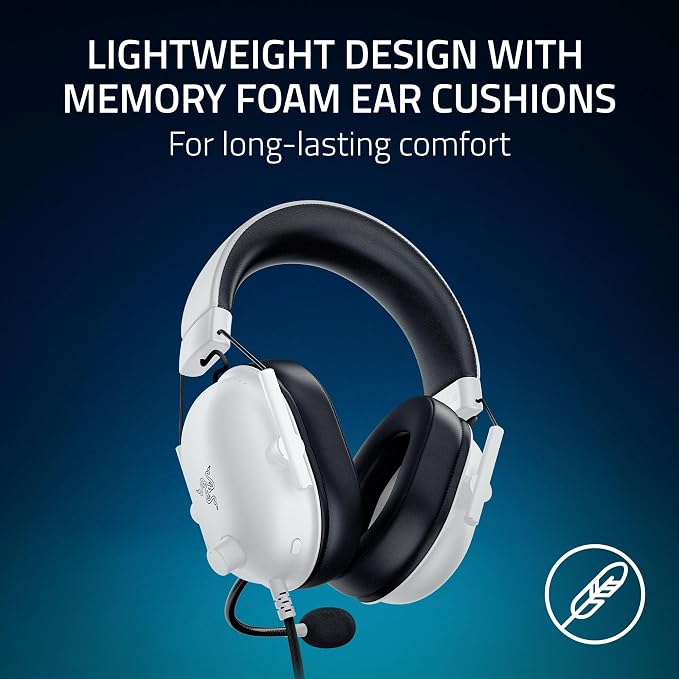 Razer BlackShark V2 X Wired PlayStation Gaming Headset, White | 50mm Drivers, Cardioid Mic, Lightweight, Comfortable Noise Isolating Earcups, For PS5, Xbox Series X, PC, Switch, 3.5 mm Jack