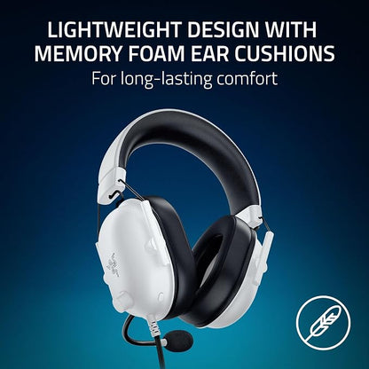 Razer BlackShark V2 X Wired PlayStation Gaming Headset, White | 50mm Drivers, Cardioid Mic, Lightweight, Comfortable Noise Isolating Earcups, For PS5, Xbox Series X, PC, Switch, 3.5 mm Jack