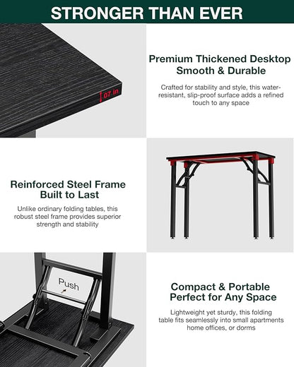 Frylr Small Folding Computer Desk – Portable 35.8 Inch Foldable Laptop Table, Collapsible and Compact for Easy Storage and Fast Setup, Lightweight for Small Spaces, Craft and Study Use, Dark Oak
