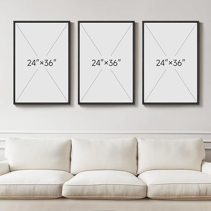 Large Framed Black and White Wall Art for Living Room, 3 Piece Abstract Canvas Prints Paintings, Modern Minimalist Artwork for Walls, Pictures Wall Decor for Office Dining Room Bedroom, 24x36 In